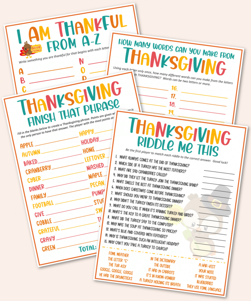 printable thanksgiving game pack - kara creates